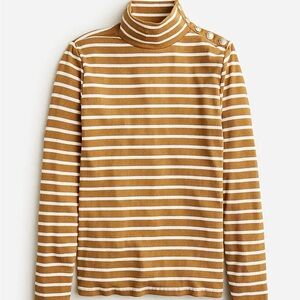 NWT J.Crew Vintage Rib Turtleneck with Buttons in Stripe Medium